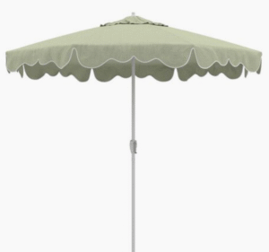 Outdoor sunbrella white aluminum frame olive green fabric with white trim Patio Umbrella