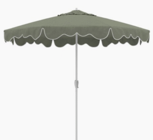 Outdoor beach sunbrella white aluminum frame green fabric with white trim Patio Umbrella