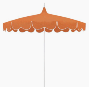 Outdoor patio market umbrella white aluminum frame orange fabric with white trim garden umbrella