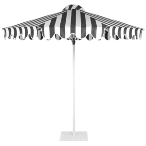 Outdoor patio sunbrella white aluminum frame white and black stripes vertical and horizontal designs patio umbrella
