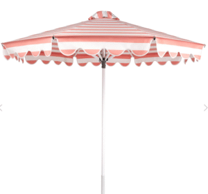 Outdoor patio sunbrella white aluminum frame pink stripes vertical and horizontal designs patio umbrella