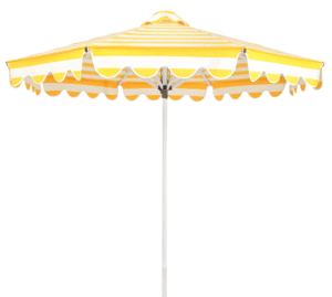 Outdoor sunbrella white aluminum frame Yellow stripes vertical and horizontal designs patio umbrella