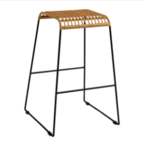 Synthetic Rattan High Stool stacking black metal frame rattan bar stool