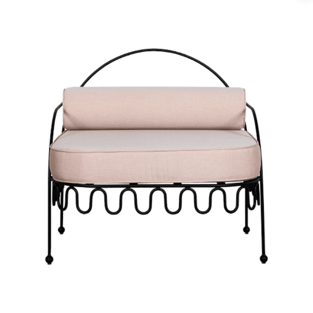 Gold plated navy blue velvet upholstered 2 seater sofa