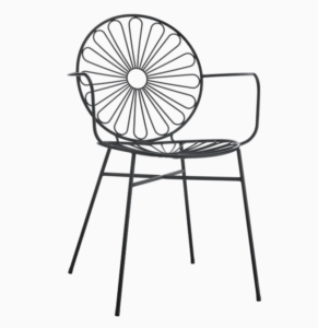 Modern design stackable black powder coated metal cafe armchair