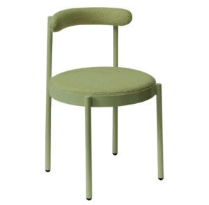 Customized event hire furniture stackable green powder coated metal frame boucle fabric upholstered dining chair for party