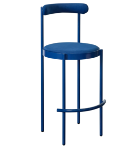 Wedding furniture blue powder coated metal frame velvet upholstered high stool event high bar chair