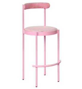 Party furniture blush pink powder coated metal frame velvet upholstered high stool event high bar chair