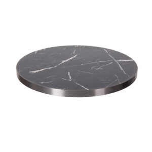 Black marble pattern laminated stainless steel edging round HPL table top