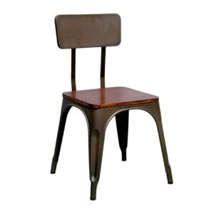 Wholesale restaurant furniture industrial-style dining chairs metal frame with wooden seat cafe chair