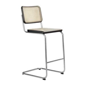 Foshan factory commercial use bar furniture chromed stainless steel frame cane rattan high bar stool