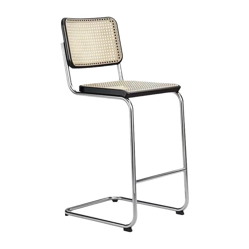 Natural oak rattan seat cross back barstool