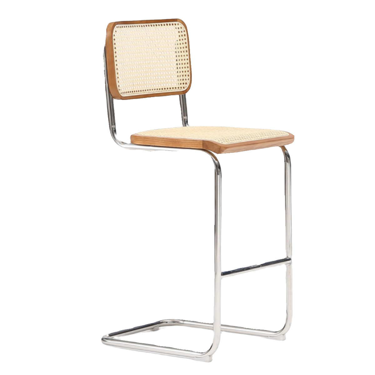 Natural oak rattan seat cross back barstool