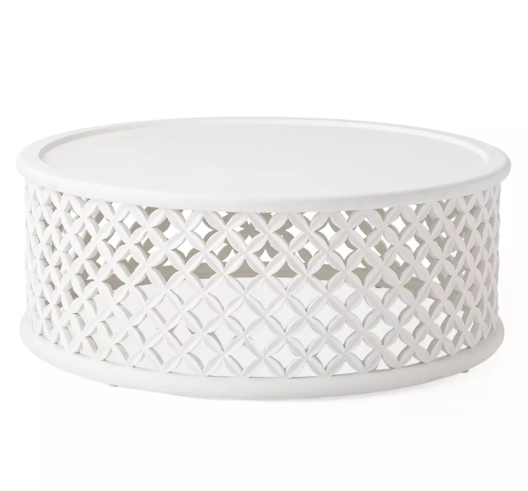 White metal wire coffee table
