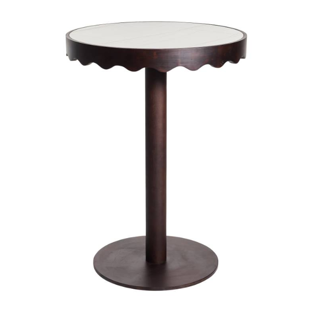 Event rental bar furniture sinstered stone top metal base round high bar table