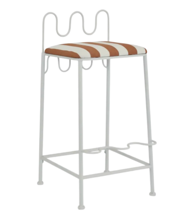 Natural oak rattan seat cross back barstool