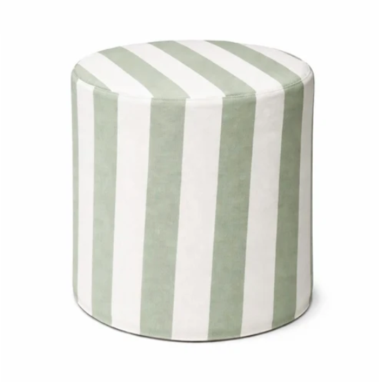 Wholesale blue/white linen striped fabric upholstery round ottoman